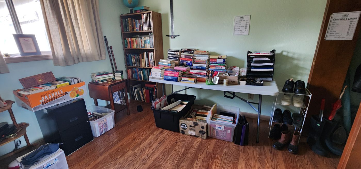 Bedroom set up for the estate sale